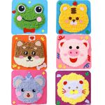 6pcs Needle Art Kit for Kids, Stitching Kit for Beginners, Creative Embroidery Kit with Animal Designs, Including Pig, Tiger, Dog, Koala, Frog, and Lion, for Learning Embroidery Basics, Relaxation
