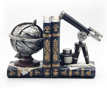 AUSTUFF Vintage Decorative Bookends, Armillary Sphere and Space Telescope Decorative Bookends, Vintage Decorative Unique Bookends for Home Office Schools