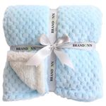 BRANDONN Baby Blanket New Born Pack of Double Layered Crib Wrapping Sheet for 0-12 Month Babies (Sky Blue, 100 cm x 80 cm)