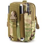 OLAHRAGA Multipurpose Tactical Nylon Waist Bags, Universal Outdoor Molle EDC Belt Waist Pouch with Phone Pocket for Camping Hiking Cycling Hunting Climbing Travel (Chikugreen)