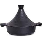 INTIGNIS® Tagine Cooking Pot | 28cm / 4.1 L | Large Casserole Dish | Nonstick Chemical Free Coating | Compatible with all Hobs | Traditional Moroccan Tender Slow Cook Tajin Pan (Black)