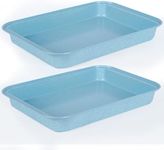 Barlket 13 x 9 Baking Pan, Rectangle Cake Pan Set of 2, Oven Safe Deep Cookie Sheet Tray Nonstick, Sturdy Steel, for Brownies, Birthday Cake, Lasagna and Housewarming Gifts, Blue