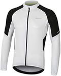 BERGRISAR Men's Basic Cycling Jerseys Long Sleeves Bike Bicycle Shirt Zipper Pockets BG012 White Size Large