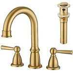 CREA Bathroom Sink Faucet, 2-Handle 3 Hole Bathroom Sink Faucet, Fit for 4inch and 8inch Sink with Pop UP Drain Stopper, Brushed Gold