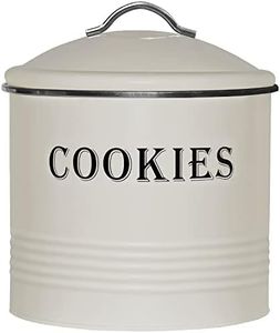 Blue Donuts Vintage Cookie Jar - Cookie Jars for Kitchen Counter, Airtight Jar Cookie Containers, Ivory Cookie Tin, Cookie Tins with Lids for Gift Giving, Large Cookie Jar