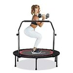 KENSONE 40" Mini Trampoline for Adults Kids Foldable Fitness Exercise Rebounder for Indoor Outdoor Use with Adjustable Foam Handle, Max Load 330 lbs