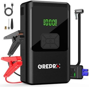 GREPRO 5-in-1 Starthilfe Powerbank mit Kompressor, (bis zu 10.0L Benzin,8.0L Diesel) 150PSI Auto Starthilfe Powerbank für 12V Jump Starter, 3000A Starthilfe mit Digitale Anzeige und LED Taschenlampe