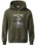 ADRO Hoodies for Men | Printed Hoodie for Men | Cotton Hoodie | Mens Hoodies | Sweatshirt for Men | Hooded Hoodie | H24-CHILL-OL-L Olive