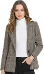 Allegra K Women's Casual Blazer Notched Lapel One Button Houndstooth Blazer Jacket Brown Small