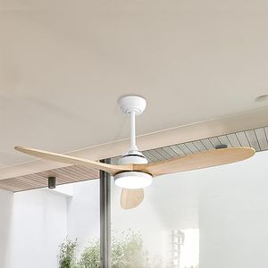 Spector 52'' Ceiling Fan LED Light DC Motor Remote Control 5 Speed Walnut Wooden Blade Reversible Airflow 3 Lighting Black