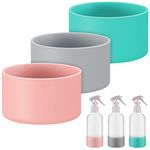 3 Pieces Silicone Sleeve Bottom Base Accessories for 16 oz Spray Bottles Anti Slip Cosmetic Spray Bottom Cover Washable Rubber Bottom Base for 12 to 24 oz Water Bottles (Pink, Blue, Grey)