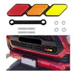 Kewucn Tri-Color Grille Badge Emblem Decoration Accessories, Auto Classic Retro Tri Color Stripe Decal Sticker, Car Truck Label Fits for Tacoma 4Runner Tundra Sequoia Rav4 Highlander (Red)