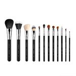 Sigma Beauty Essential Makeup Brushes Set – Professional Grade Makeup Brush Set with Premium Fibers and Sleek, Durable Handles for Face & Eyes, Includes 12 CK001 Black Makeup Brushes