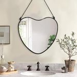 Gosider Mirrors for Wall Heart Shaped Mirror Black Frame Hanging Wall Mirror with Chain 16"x16" Wall Decor Mirror for Bathroom Bedroom Hallway Living Room