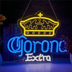 Crown Beer Extra Neon Sign for Bar Wall Decor, Beer Lights Signs Bar LED Sign Neon Sign for Man Cave, Light Up Signs for Bedroom Home Bar Shop Pub Bistro Party Hotel Game Room Decor Gifts