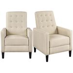 Yaheetech Recliner Chair Adjustable Reclining Armchair Upholstered Fabric Single Sofa Mid-Century Modern Couch with Pocket Spring for Living Room Bedroom Home Theater Cafe Beige 2PCS