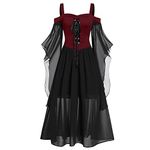 FunAloe Gothic Steampunk Dresses Hooded Cape Plus Size Gothic Dress Halloween Gothic Dress Plus Size Renaissance For Women Medieval Cosplay Halloween Cosplay Dress 80S Prom Dress For Women Costume