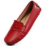 Artisure Women's Classic Handsewn Red Genuine Leather Penny Loafers Driving Moccasins Casual Boat Shoes Slip On Fashion Office Comfort Flats 7.5 M US SKS-1221HON075