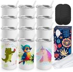 Joyclub 12 Pack Sublimation Tumblers Stainless Steel Insulated Bulk 12 oz Sublimation Tumbler Blanks with Lid and Straw, Ideal for DIY Gifts, Tea, Coffee