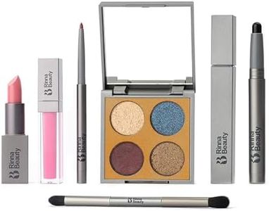 Rinna Beauty Eye & Lip Bundle - Pinky Lip Kit & Be Extra Eye Kit - Includes Lipstick, Lip Gloss, Lip Liner, Eye Crayon, Mascara, Brush & Eye Shadow Pallet- Vegan & Anti-Aging (Variety Pack of 7)