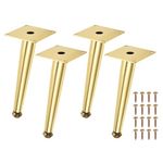 Uxcell 4PCS Metal Furniture Leg Replacement 8inch Couch Legs Cabinet Feet Gold Modern Furniture Legs DIY Sofa Feet with Screws for Cupboard Table