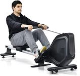 Goplus Foldable Magnetic Rowing Machine, Exercise Rower with LCD Monitor, 8 Level Adjustable Resistance, Device Holder, Transport Wheels, Full Body Exercise for Home Office Gym