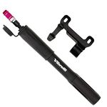 Vibrelli Mini Bike Pump with Gauge Fits Schrader and Presta - High Pressure 110 PSI Portable Mini Bicycle Pump for Road, Mountain, BMX Bike Tires - Mounting Bracket Included