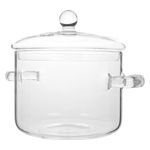 Glass Saucepan with Cover Heat-Resistant Glass Stovetop Pot and Pan with Lid for Pasta Noodle, Soup, Milk, Baby Food (64oz/1900ml)