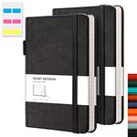 RETTACY Pocket Notebook A6 Mini Notepad 2 Pack Small Hardcover Journal with Content,312 Numbered Pages, 2 Inner Pocket, 100gsm Lined Paper 8.5 x 14 cm - Black Black