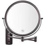 Wall Mounted Makeup Mirror, 7X Magnification 8 Inch Double Sided Swivel Extendable Bathroom Mirror, Oil Rubbed Bronze DECLUTTR