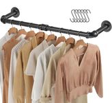 Greenstell Wall Mounted Garment Rack, 36.2" Hanging Clothes Rail, Detachable Retro Industrial Pipe Style Garment Rail, Mounti-Function Wall Coat Bar Rack for Bedroom, Living Room, Kitchen (1 Packs)