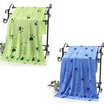 KUTKUT Pack of 2 Microfibre Dog Towel, Quick Absorbent Pet Bath Towels, Super Soft Fast Drying Machine Washable Puppy Beach Dryer for Small Medium Large Dogs (SIZE: 140 x 70cm)