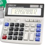 ONECES Standard Function Handheld Electronics Desktop Business Calculators, Big Button 12 Digit Large LCD Display, Solar Battery Dual Power,Handheld for Daily and Basic Office