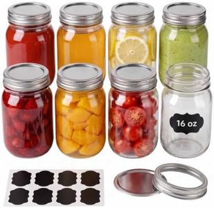 Mason Jars with Airtight Lids,16oz Wide Mouth Food Grade Glass Canning Jars,Food Storage Leak-Proof, Dishwasher Safe, Perfect Fermenting, Pickling, Overnight Oats,Snacks, Candies, DIY Projects (8PACK)