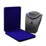 JunningGor Jewelry Set Velvet Box Necklace Earring Ring Necklace Bracelet Gift Display Case Wedding Jewelry Storage Holder (Royal Blue For Chunky Collar Necklace)