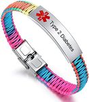 JF.JEWELRY Diabetes Awareness Bracelet | Pre-Engraved Type 2 Diabetes Medical Alert Bracelets for Women | Hand-Woven Medical ID Bracelet