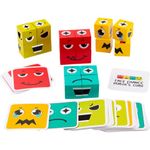 Kidology Emoji Cube Face Change Game for Kids, Learning Educational Emotion Change Blocks, Cute Face Changing Cube, Expressions Puzzles Toy for Kids Ages 3 Years and Up (FaceCubeset16+Card)