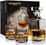 Square 25Oz Whiskey Liquor Decanter Set With 2 Glasses in Box,Decanter Set for Scotch Liquor,Whiskey Wine Decanter Suit for Men and Women Father Coworkers Lovers