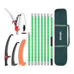 VEVOR Manual Pole Saw, 3.87-27 ft Extendable Pole Tree Pruner with Scissors, Sharp 65Mn Steel Blade, Lightweight Fiberglass Handle Pole, for High Branch Trimming, Pruning Tool for Palms and Shrubs