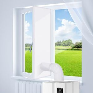 Air Conditioner Window Kit,MSSAYA 400CM Air Con Window Seal Kit,Upgrade Non Zippered Extended Air Outlet Design Keep Cool For Portable Air Conditioner/Tumble Dryer/Dehumidifiers