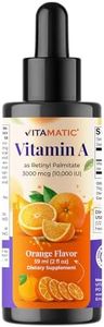 Vitamatic Sugar Free Vitamin A Liquid Drops 10000 IU (3000 mcg) as Retinyl Palmitate - Approximate 4 Months Supply - Immune Support, Eye Health, Skin Health - 2 FL OZ (59 ml)