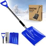 Snow Shovel, 4 in 1 Large-Capacity Snow Removal Shovel 42.5 Inch Winter Shovel with D Shaped Handle, Snow Shovel for Car, Steps, Path, Camping (Blue)