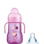 MAM Trainer+ 220ml, Baby Cup Suitable from 4+ Months, Trainer Cup for Independent Drinking, Spill-Free Toddler Cup, Pink (Designs May Vary)