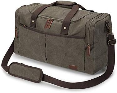 S-ZONE Sac de Voyage en Toile de 65 l avec Compartiment à Chaussures pour Homme, Vert Militaire, XL