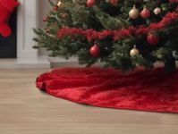 PEC 36 Inch Red Fur Christmas Tree Skirt | Velcro | Piped Edges | Plush Skirt for Merry Christmas | Xmas Tree Decor (Red Fur, 36")