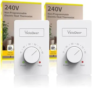 2 PCS 240 V Only 4-Wire Manual Electric Baseboard Heater Thermostat for Home, YeloDeer