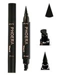 PHOERA 2 in 1 Wing Cat Eye Liner + Stamp Winged Long Lasting Liquid Eye Liner Waterproof & Smudge proof Makeup Black Eyeliner Pen Winged Eyeliner Pencil - AQUAPURITY (THICK STAMP)