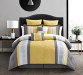 Chic Home Embroidered Comforter Set Embroidery Pattern Bed Skirt and Decorative Pillows Shams, Polyurethane, Livingston Yellow, Queen