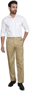 Particle Double Pleated Formal Trousers Pants Regular Fit Cream for Men, Waist Size 40 12TROUCREM40