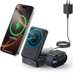 Lamicall 3 in 1 Charging Station for Apple - Foldable Wireless Charger Stand for MagSafe Portable, Travel Wireless Charger Station for Multiple Devices for iPhone 16, 15, 14, 13, Apple Watch, AirPods